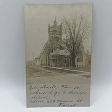 Congressional Church & Livery Bellevue Ohio RPPC Postcard