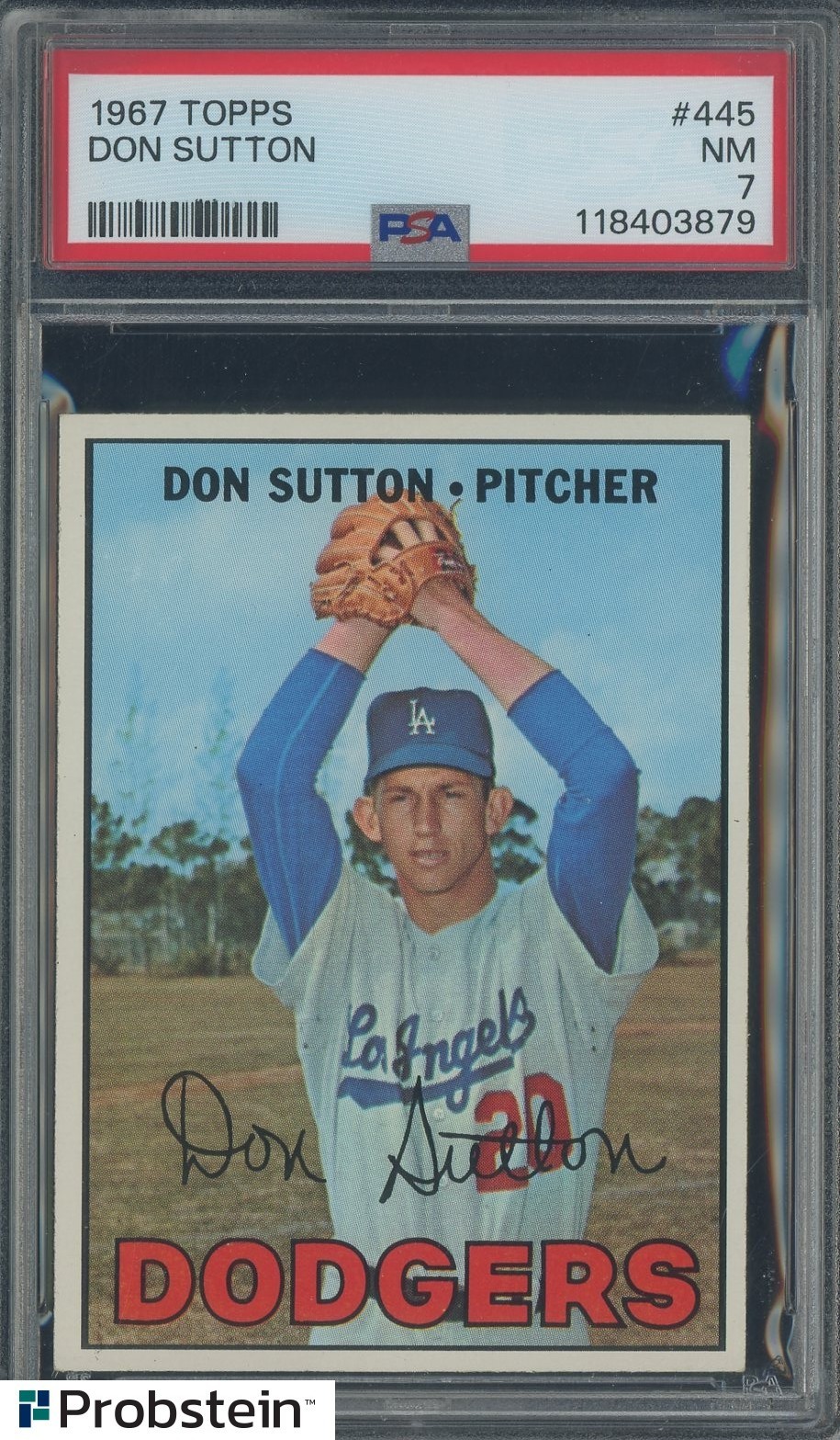 1967 Topps #445 Don Sutton Los Angeles Dodgers HOF PSA 7 NM