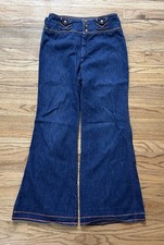 Vintage 1970s Bell Bottom Jeans With Orange Stitching And Appliqu s High Waisted