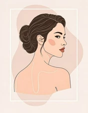 Digital Minimalist Line Art Woman Portrait - Modern Abstract Wall Art Print