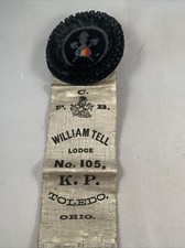 Odd Fellows IOOF William Tell Lodge KP Toledo Ohio Badge Medal Ribbon Rare Early