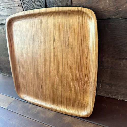 MCM Teak Wood Serving Tray Japan Molded Square Platter Vtg Mid Century Modern - Picture 7 of 20