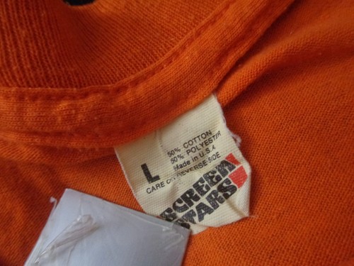 Vintage Reese's Peanut Butter Cups Shirt Mens Large Screen Stars Orange 80s - Picture 2 of 6