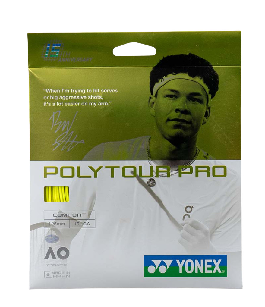 Теннисная струнная ракетка YONEX POLY TOUR PRO 1,25 мм 16L GA 12 м, Желтая NWT
