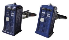 Doctor Who TARDIS POLICE BOX 3D Metal/Enamel CUFFLINKS