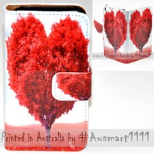For LG Series Mobile Phone - Heart Tree Theme Print Wallet Phone Case Cover