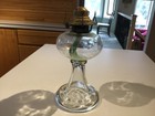 Large Antique Heavy Clear Glass Oil Kerosene Lamp w/Queen Anne Burner — photo 1