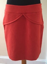 New Patrizia Luca Skirt Milano Italy Barami Short Trim Tulip Orange $58 sz L