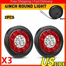 16 LED 4 Inch Round Backup Reverse Tail Lamp Lights For Truck Trailer White