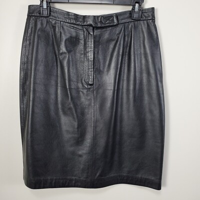 Apostrophe Leather Skirt Women's Size Black Fully Lined Back Zip Short  Pencil