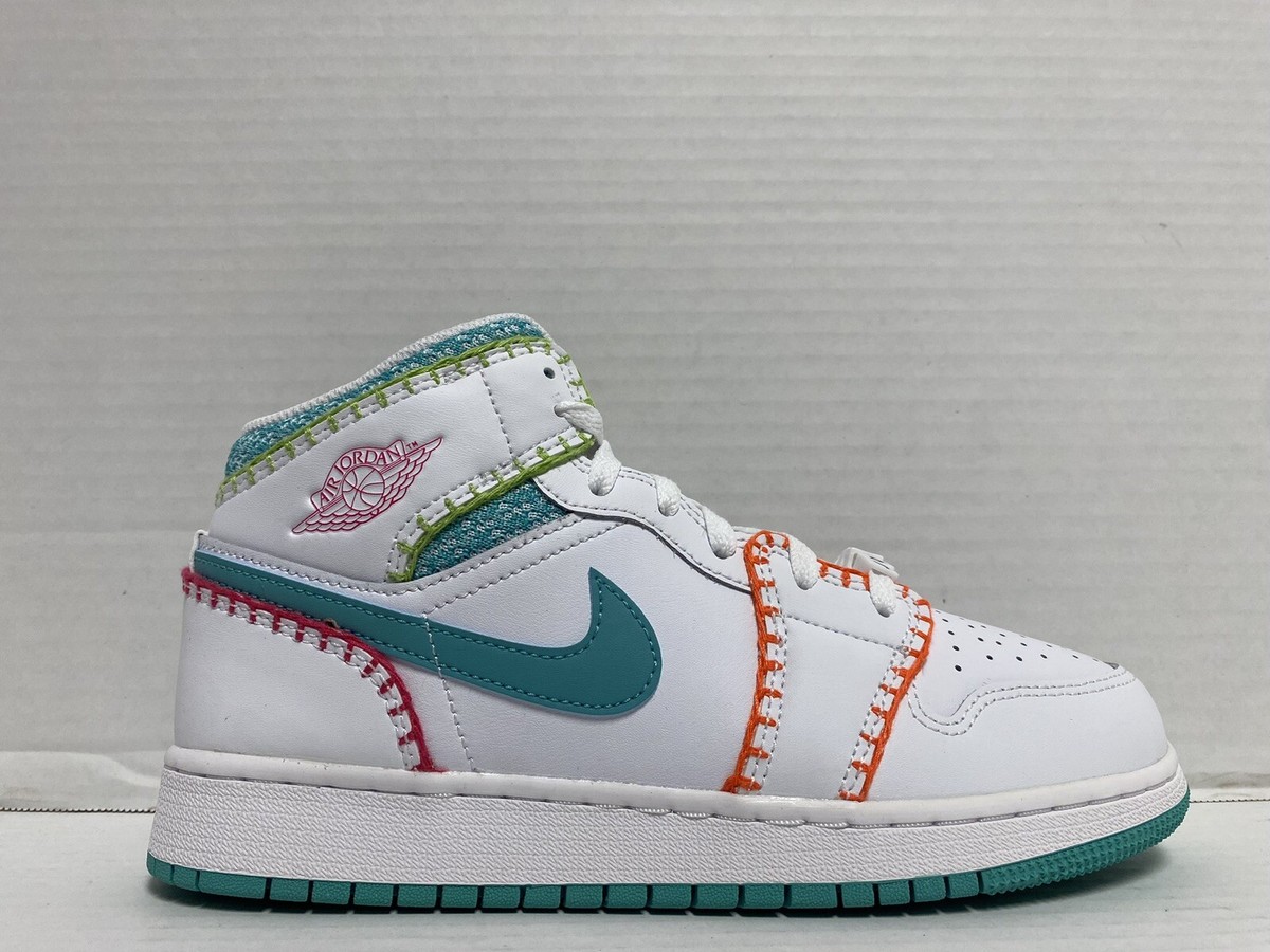 Air Jordan 1 Mid SE GS White Washed Teal Rush Pink DM6218