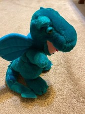 RARE-VINTAGE- 1983 Dakin  Co Stuffed Teal Plush Dragon Dinosaur
