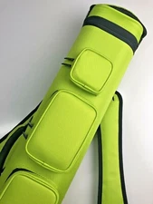 J&J 4x8 Lime Green Duranylon 4 Butt 8 Shaft Pool Cue Case W/ Back Pack Strap