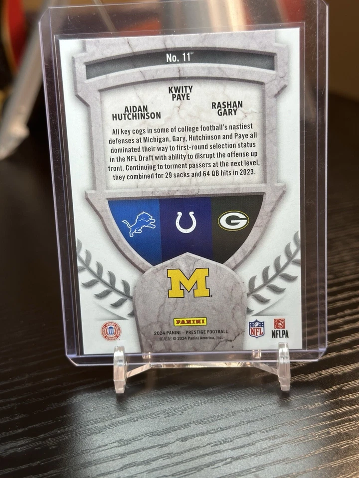 Aidan Hutchinson / Kwity Paye / Rashan Gary Alma Maters 2024 Panini Prestige #11 - Image 2 of 2