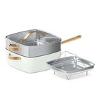Beautiful 4 Piece 4.5qt Ceramic Non-Stick Square Pan Cookware Set, White Icing