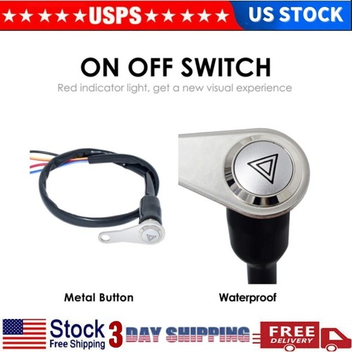 Red LED Motorcycle ON OFF Indicator Handlebar Push Button 12V Work ...