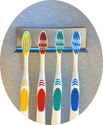 Zahnbürstenhalter aus Edelstahl für 4 Zahnbürsten o. Aufsteckbürsten