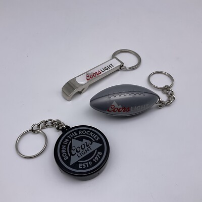 Lot Of 3: Coors Light Hockey Puck Football Key Chain