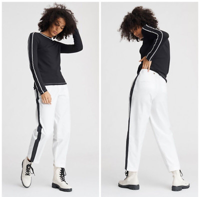 NWT Rag & Bone $250 Workman Pant With Side Stripe In White/Black Size:28