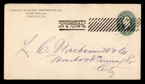 DR WHO 1896 STATIONERY ADVERTISING ELECTRIC CHICAGO IL MACHINE CANCEL m29655