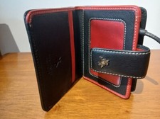 Visconti Black and Red Real Leather Purse 4.5" x 4" good condition