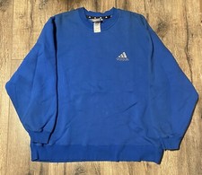 Vintage 90s Essential Adidas Blue XL Crewneck Sweater