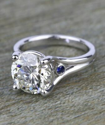 2.50ct White Round Cut Moissanite Sapphire Engagement 14K White Gold Ring Size 8