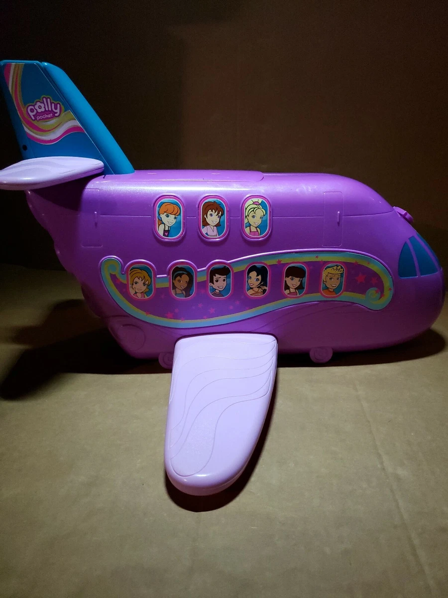 Polly Pocket Lot JUMBO JET 7 DOLLS Carry Case Box Accessories over 90 PCS Large