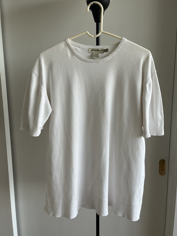 Eddie Bauer White T shirt Baggy top women cotton Knit Crew Neck  XL $69+
