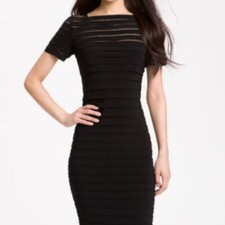 ADRIANNA PAPELL Illusion Sheath Cocktail Dress BLACK SZ 4 #171 NWT