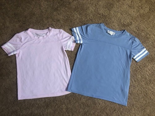 Rosa und blau Baseball gestreifte Ärmel Tops Mädchen 8-10 BTS!