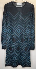 Trina Turk Black & Teal Chevron Pattern Dress - Size Small