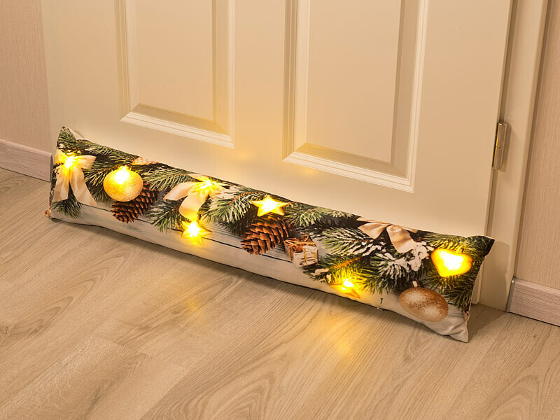 Coussin de porte de Noël 90 cm lumineux pour illuminer votre salon pendant les soirées d'hiver