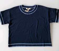 Michael Kors short sleeve knit sweater MK Logo Womens Size M Navy