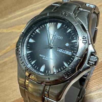 VTG Armitron Quartz Watch 20/1725 Men 50m Rotating Bezel Silver New Batter 7.25''