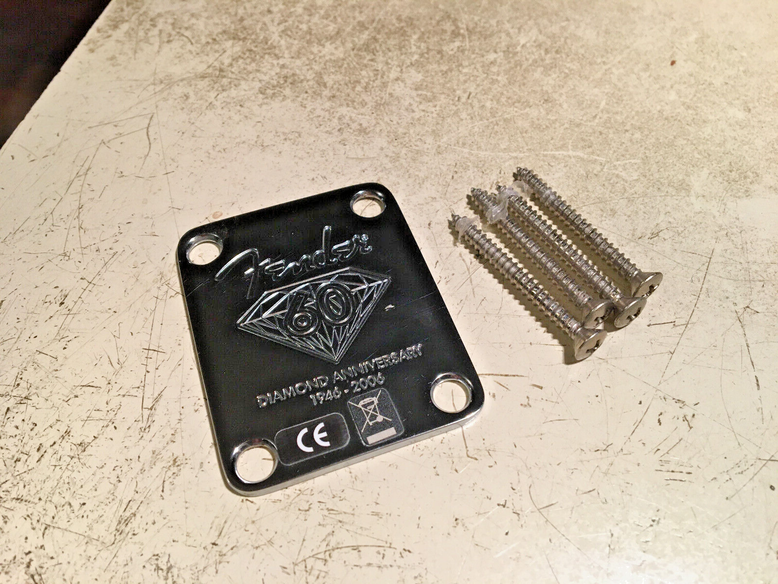 Genuine Fender 1946-2006 Diamond 60th Anniversary Strat Stratocaster Neck Plate