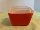 Vintage Pyrex Red Glass Refrigerator JarDish # 501 w /Lid Small Kitchen