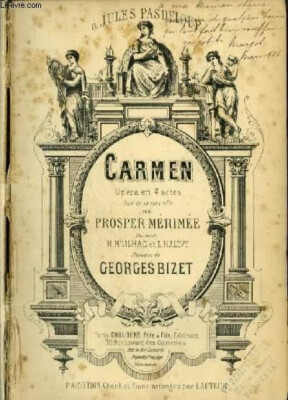 Partition Chant-Piano Carmen De Bizet, édition Ancienne Reliée Choudens, Ouverte Mais Jamais Utilisée