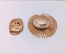 Vintage West Germany Gold Tone Sunburst Scarf Clip & Monogram Style Scarf Clip