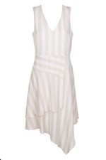 Vince Camuto Pink White Sleeveless Asymmetrical Fit & Flare Dress 8