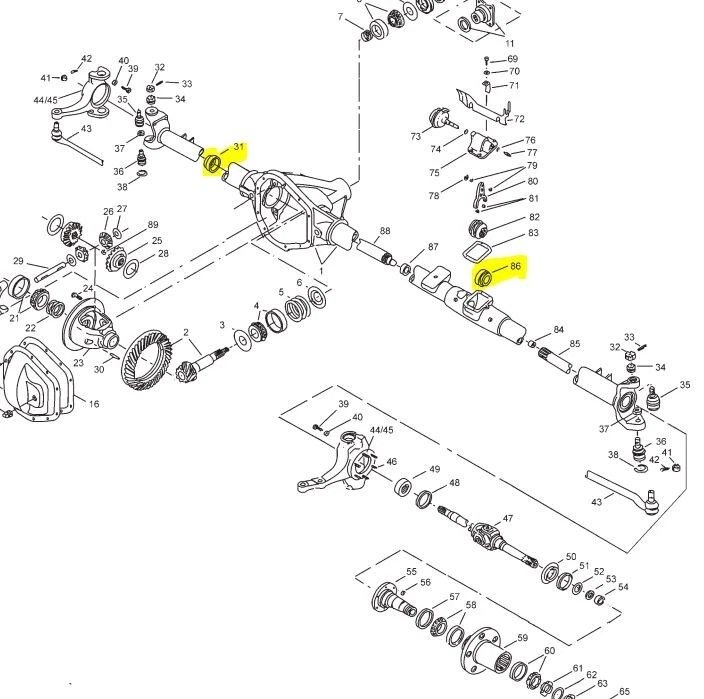 Dodge Ram 1500 1994-2001 4x4 eje delantero tubo interior sellos Dana 44 izquierda y derecha Foto 2 de 4