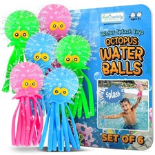 ArtCreativity Octopus Water Balls 6-Pack - Sensory Pool/Bath Toys for Toddlers