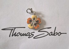 Thomas Sabo Charm- Ketten- Anhänger, Blume Blüte gelb- orange, Silber, Pave !!