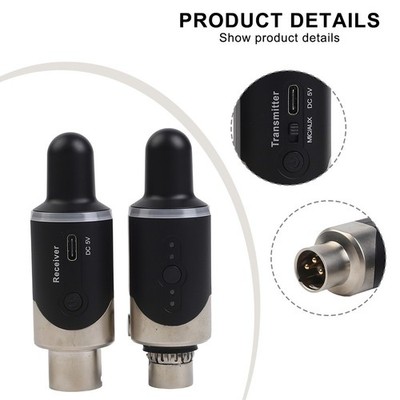 UHF Wireless Audio Converter with XLR Input Output for Mic Guitar Mixer Setup