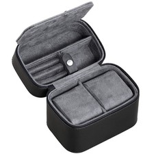 Watch Travel Case for 2 Watches Tough Portable Organizer with Zipper Black
