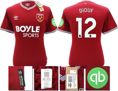 NEU MIT ETIKETT 2025 2026 WEST HAM UNITED UMBRO HEIMTRIKOT DIOUF 12 HERRENGRÖSSEN