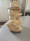 Vintage 60s Treasure Craft "Farmer Pig" Brown Ceramic Cookie Jar -12" Great Cond — photo 4