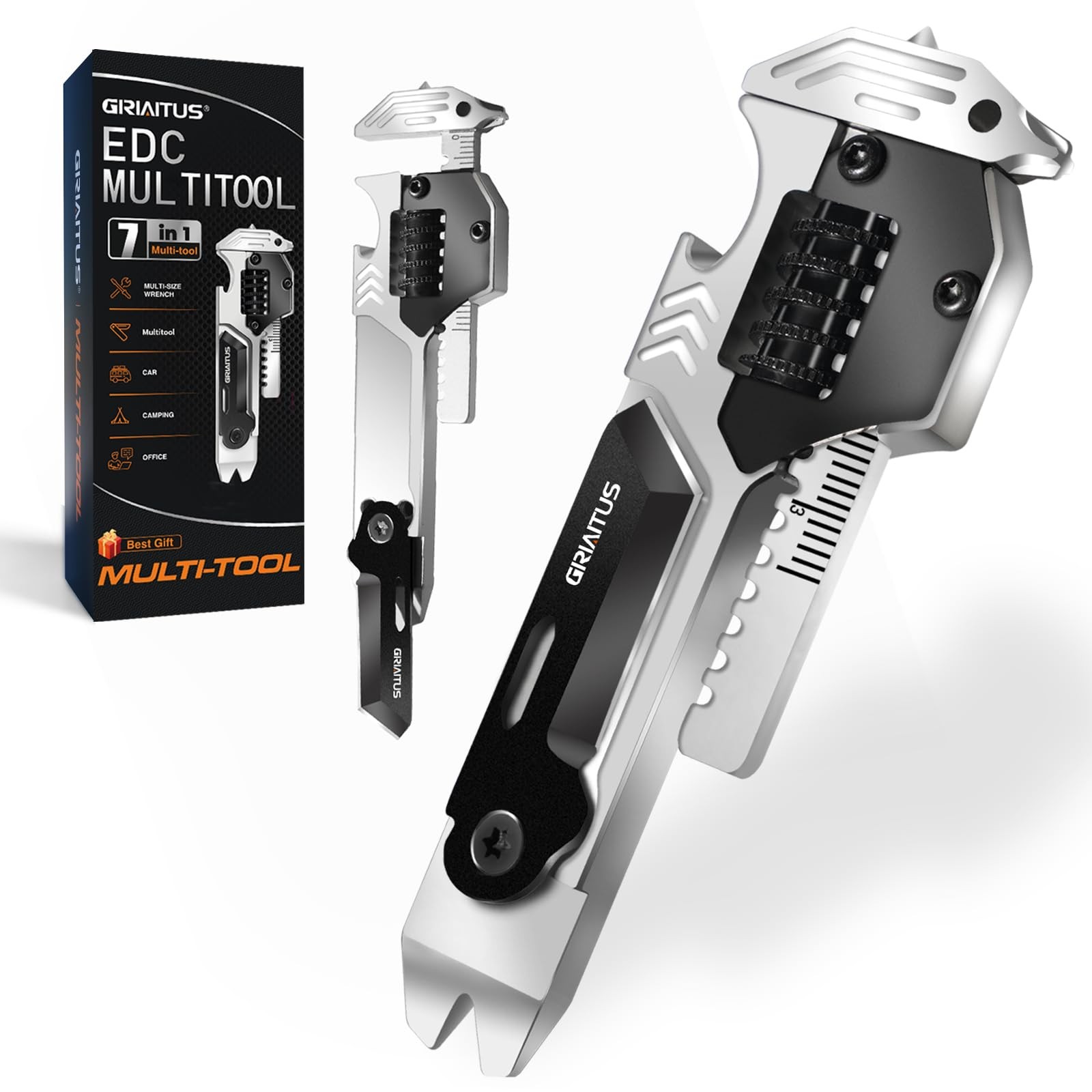 EDC Gear Multitool 7 in-1 Multi Tool with Wrench, Bottle Opener, Car Window B...