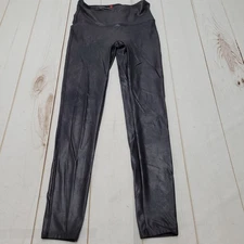 Spanx black faux leather leggings crackle large 