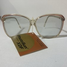 VTG NOS Big Grandma Boho Ladies Sunglasses Glass Corning PhotoSun Clear Pink